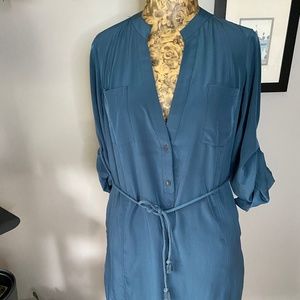 ZOA New York Silk Shirt Dress - Teal - Size Small